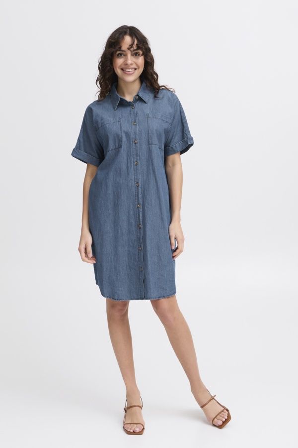 Fransa Robe denim bleu moyen boutonnée 20615969
