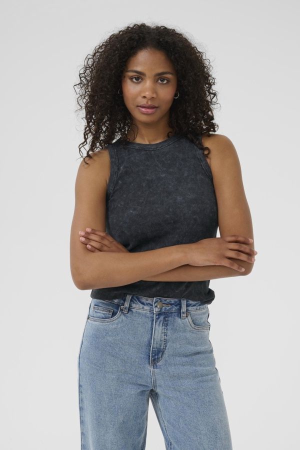 Kaffe Camisole rib noire délavé 10509878