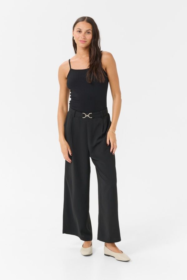Kaffe Pantalon crop noir avec boucle doré 10510051
