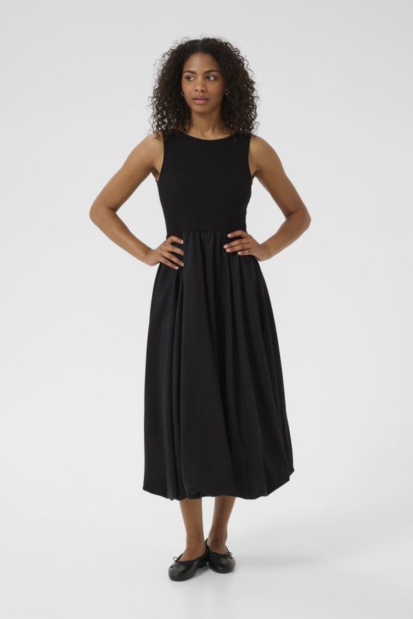 Kaffe Robe longue noire ballon 10510006