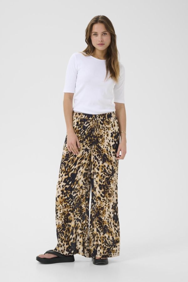 Kaffe Pantalon palazzo taille élastique motifs léopard 10510037