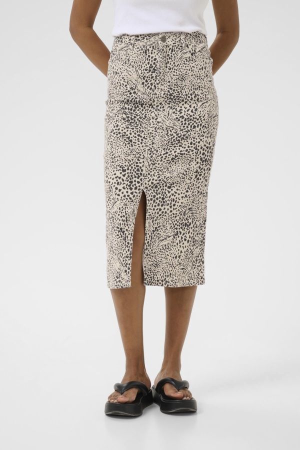Kaffe Jupe midi denim motifs léopard 10509882