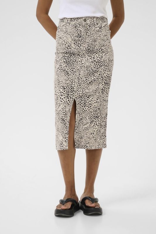 Kaffe Jupe midi denim motifs léopard 10509882