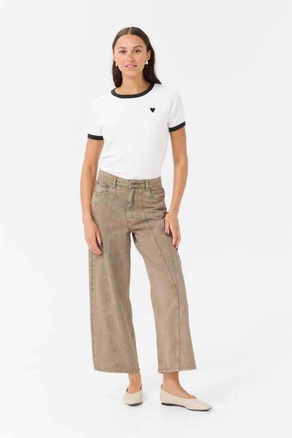 Kaffe Jeans taille haute coupe ample sable 10509867