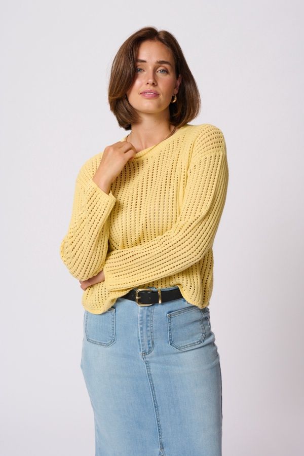 Kaffe Chandail maille jaune maïs manches longues 10509985