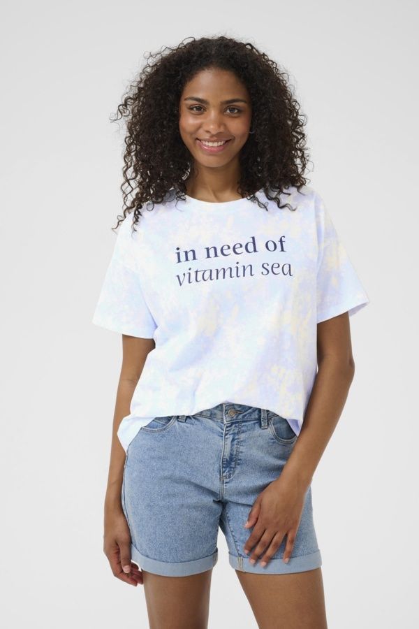 Kaffe T-Shirt manches courtes coupe ample Light Blue TieDye 10509944