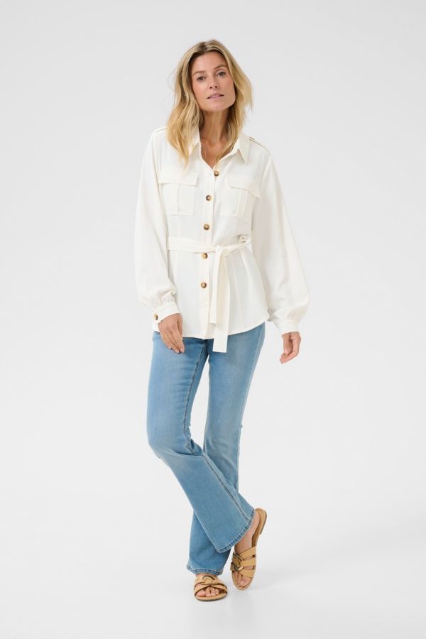 Cream Veston offwhite manches longues avec ceinture 10613725