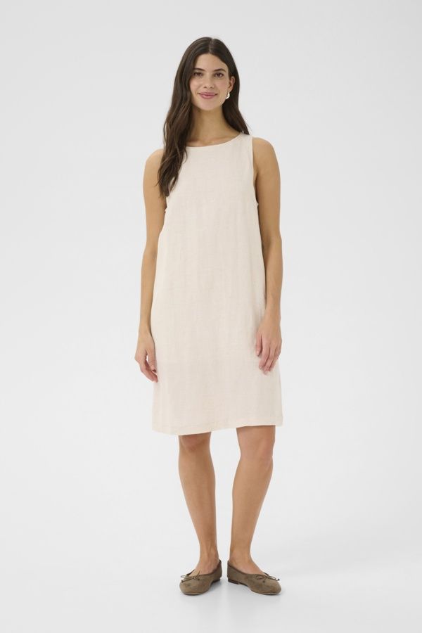 Cream Robe lin naturel sans manches 10613594