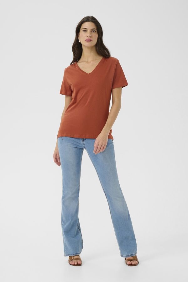 Cream T-Shirt col V Naia couleur bruschetta 10604508