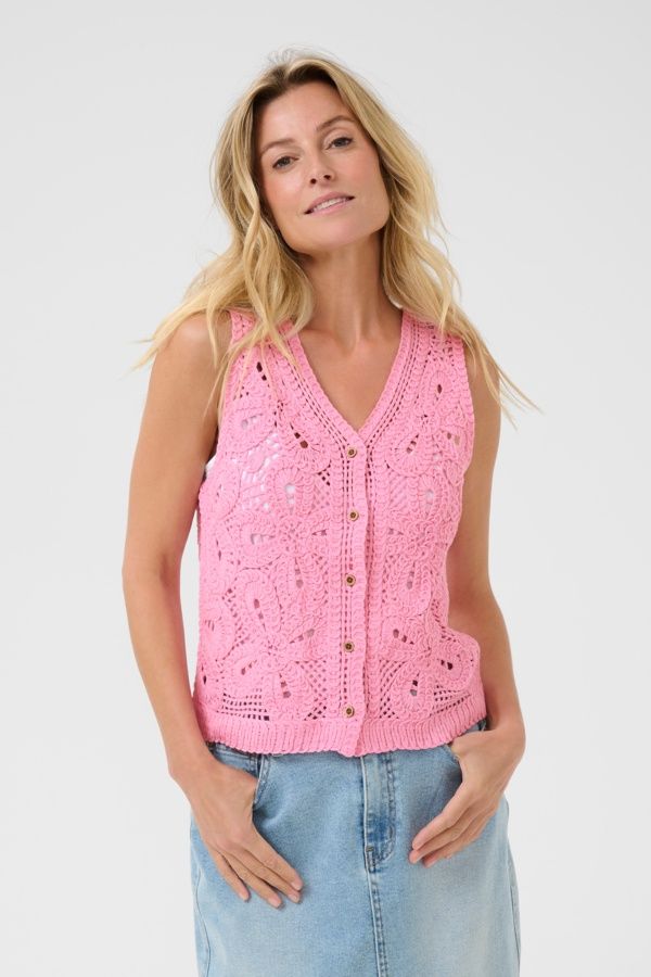 Cream Veste crochet rose Begonia 10613707