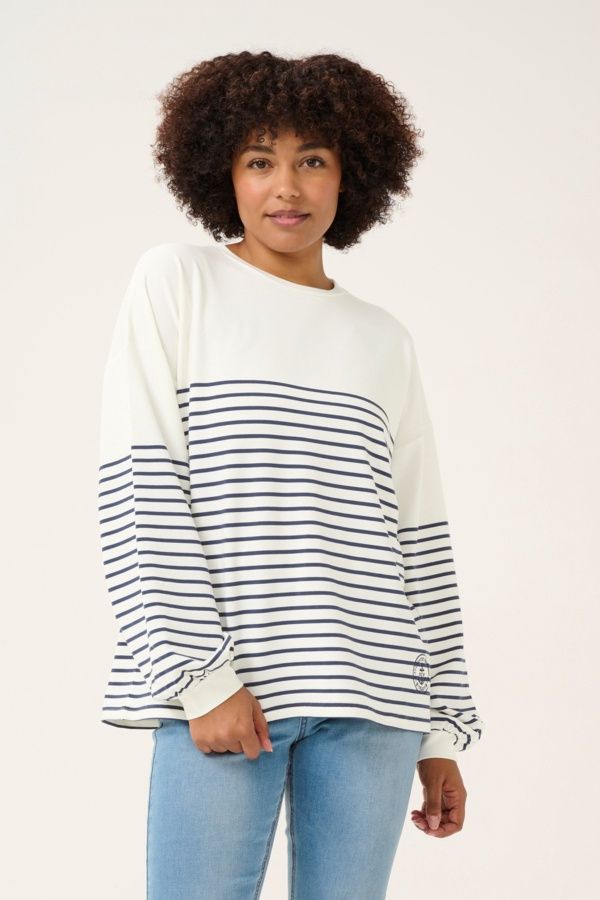 Cream Chandail crewneck ample rayures marines 10613689