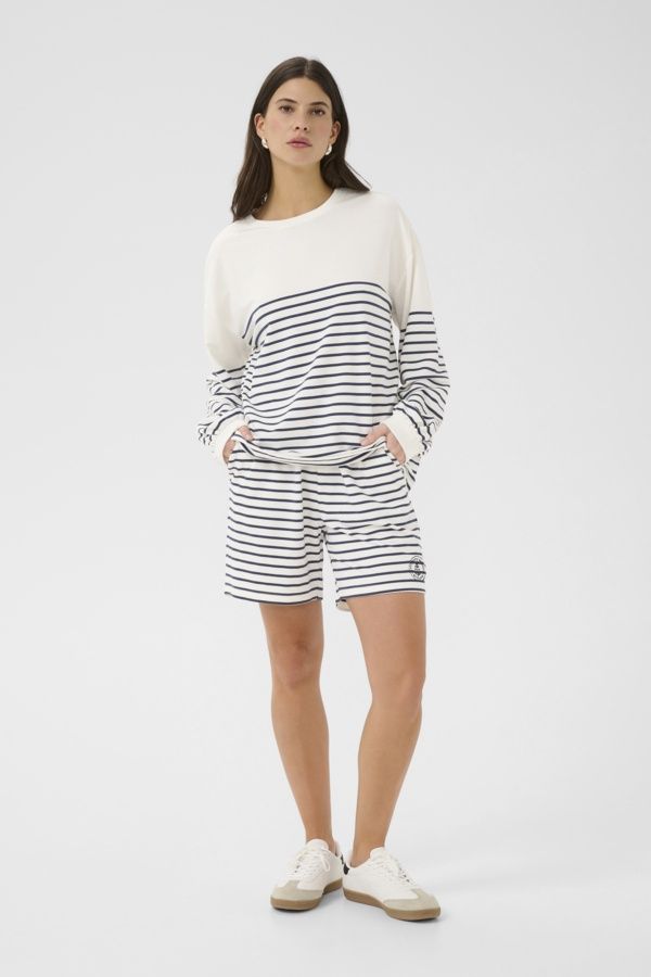 Cream Short offwhite rayures marine 10613742