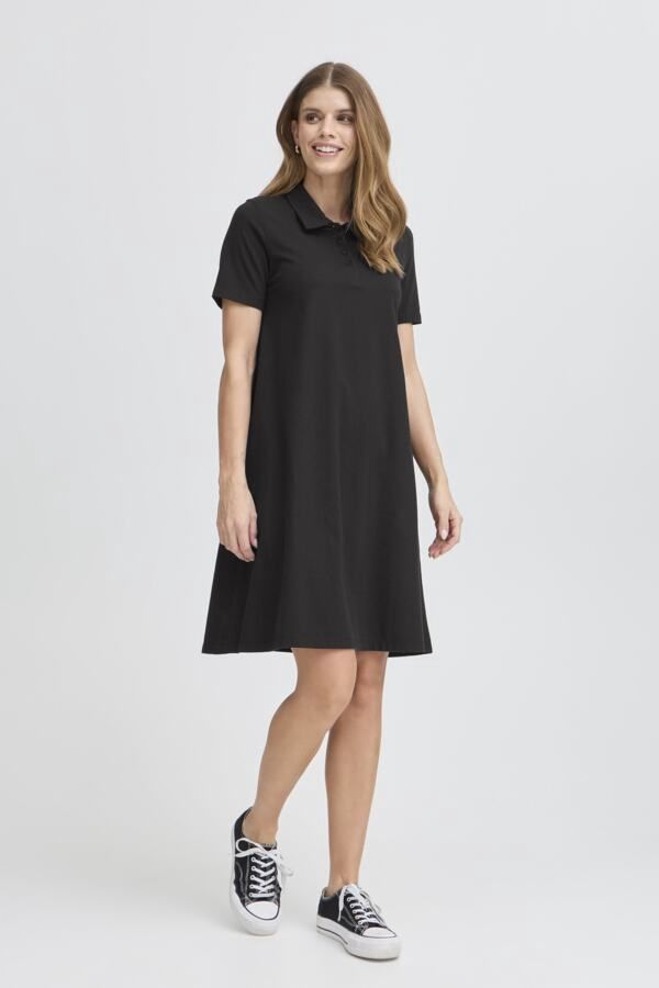 Fransa Robe polo noire avec broderie coeur 20615793