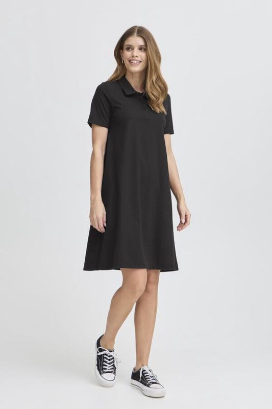 Fransa Robe polo noire avec broderie coeur 20615793