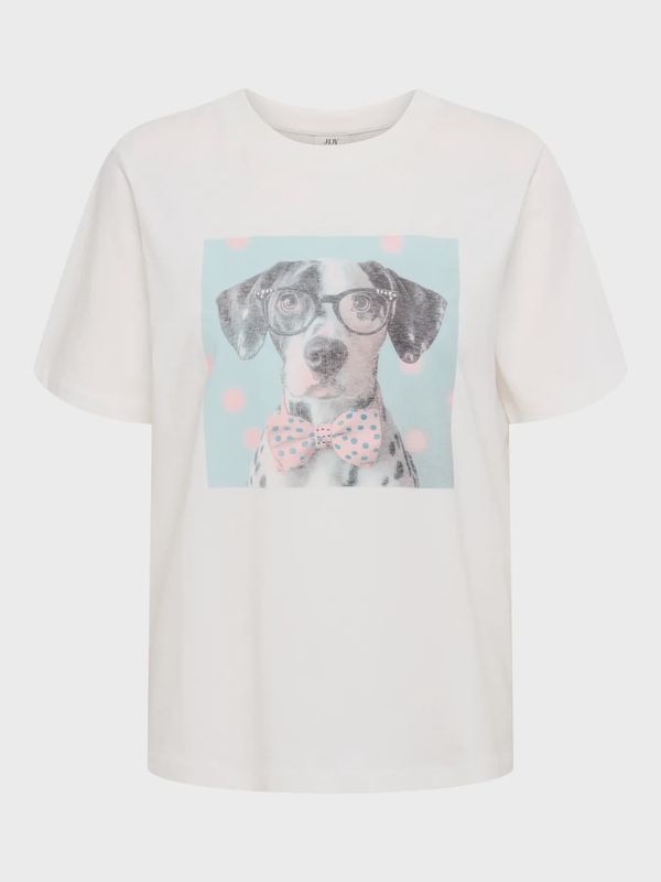 JDY T-Shirt col rond manches courtes imprimé chien noeud papillon 15366025