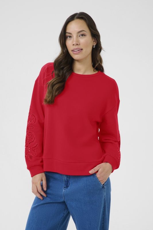 Cream Chandail crewneck rouge Toreador manches broderie 10613984
