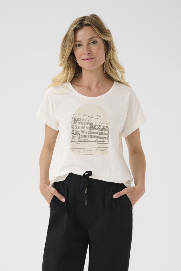 Cream T-Shirt manches courtes col rond neutral Black City 10614080
