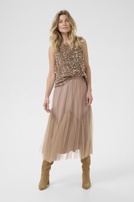 Cream Jupe midi tulle couleur fossil 10614131