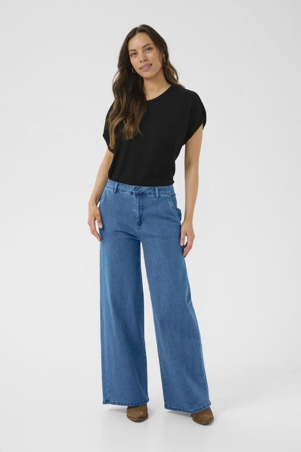 Cream Pantalon jeans CrVisti jambes larges Indigo Blue 10612286