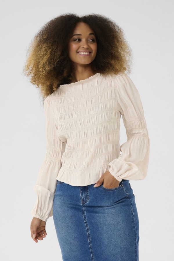 Cream Blouse nid d&#39;abeille Ancient Scroll 10607869