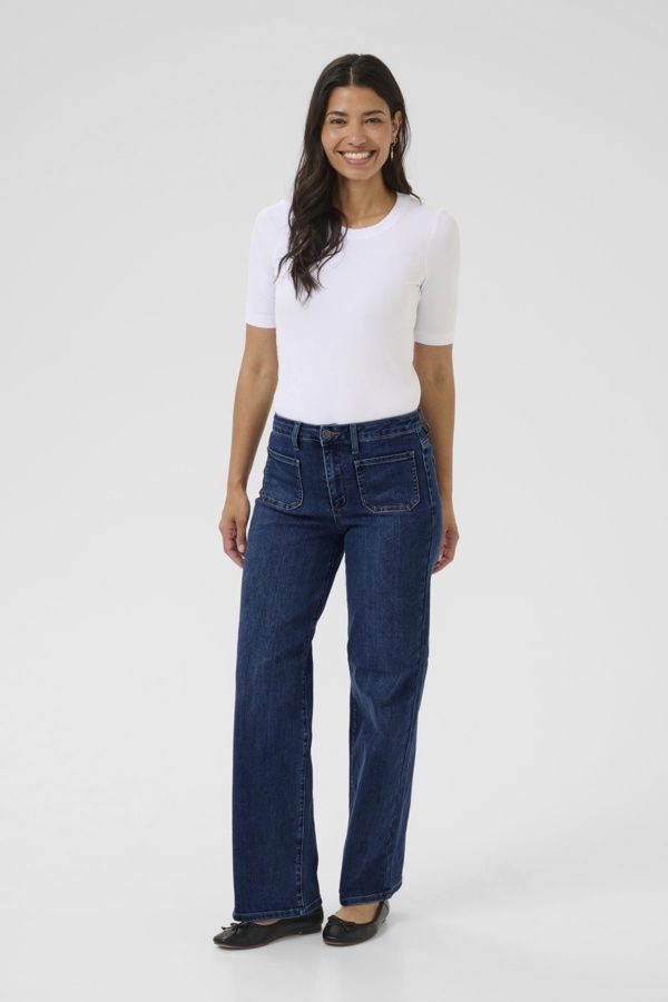 Kaffe Jeans taille haute Wide Leg medium blue 10507619