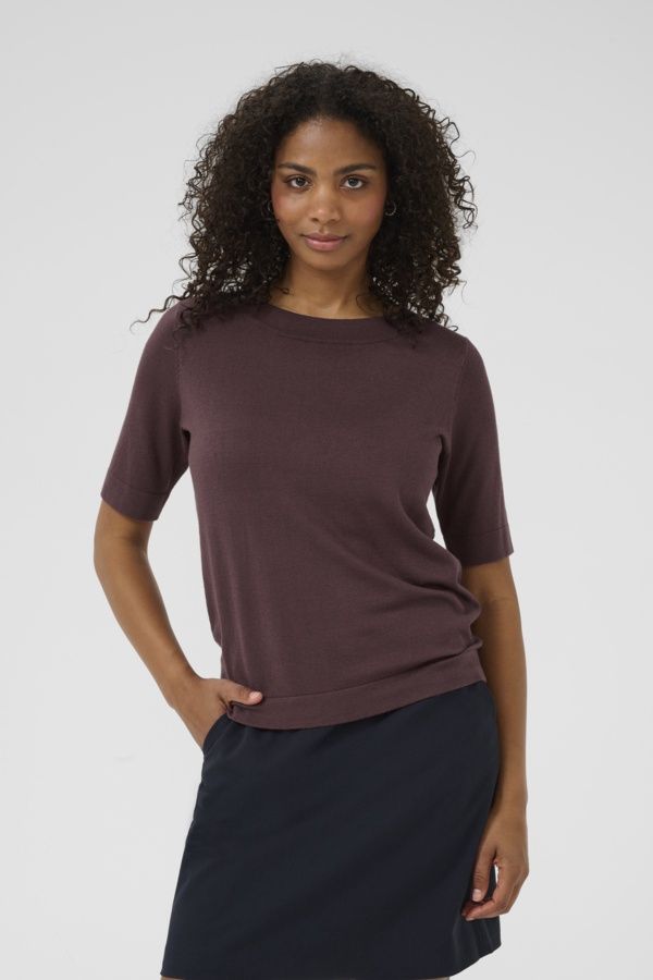 Kaffe Chandail tricot léger col bateau manches courtes Fudge 10510252