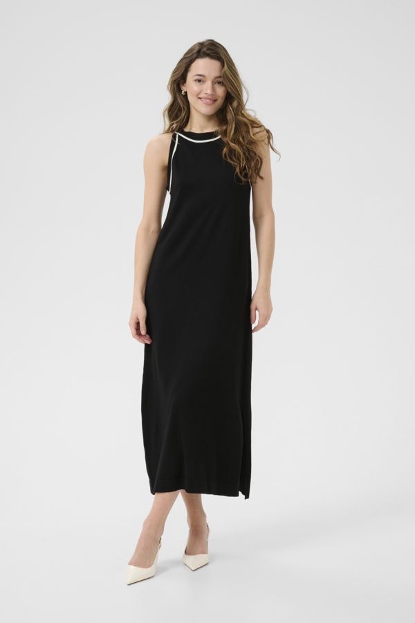 Kaffe Robe noire longue tricot léger sans manche 10510303