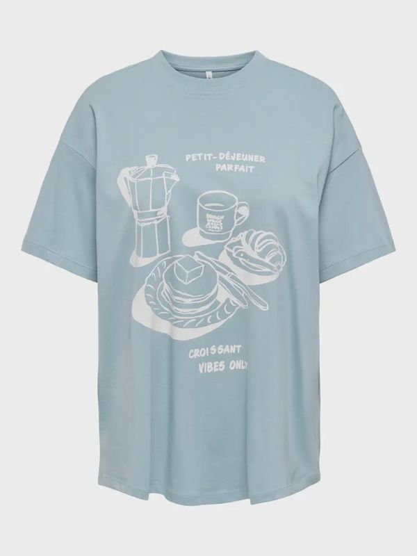 Only T-Shirt ample bleu Petit Déjeuner 15346761