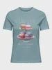 Only T-Shirt col rond manches courtes coupe régulière imprimé Patisserie Macaron bleu 15355521