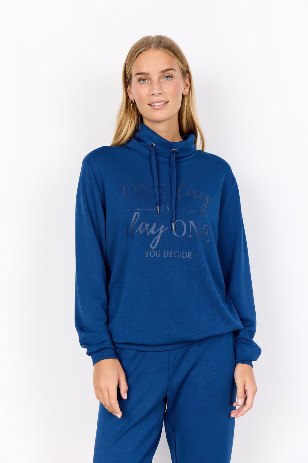 Soya Concept Chandail modal manches longues écritures Estate Blue 27266