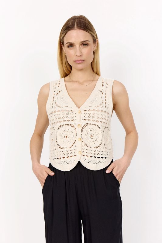Soya Concept Gilet sans manches crochet Crème 27137