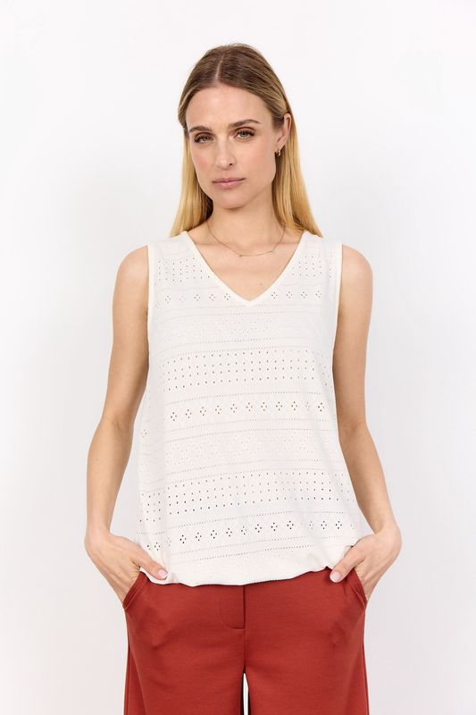 Soya Concept Haut col V ajouré offwhite 27146