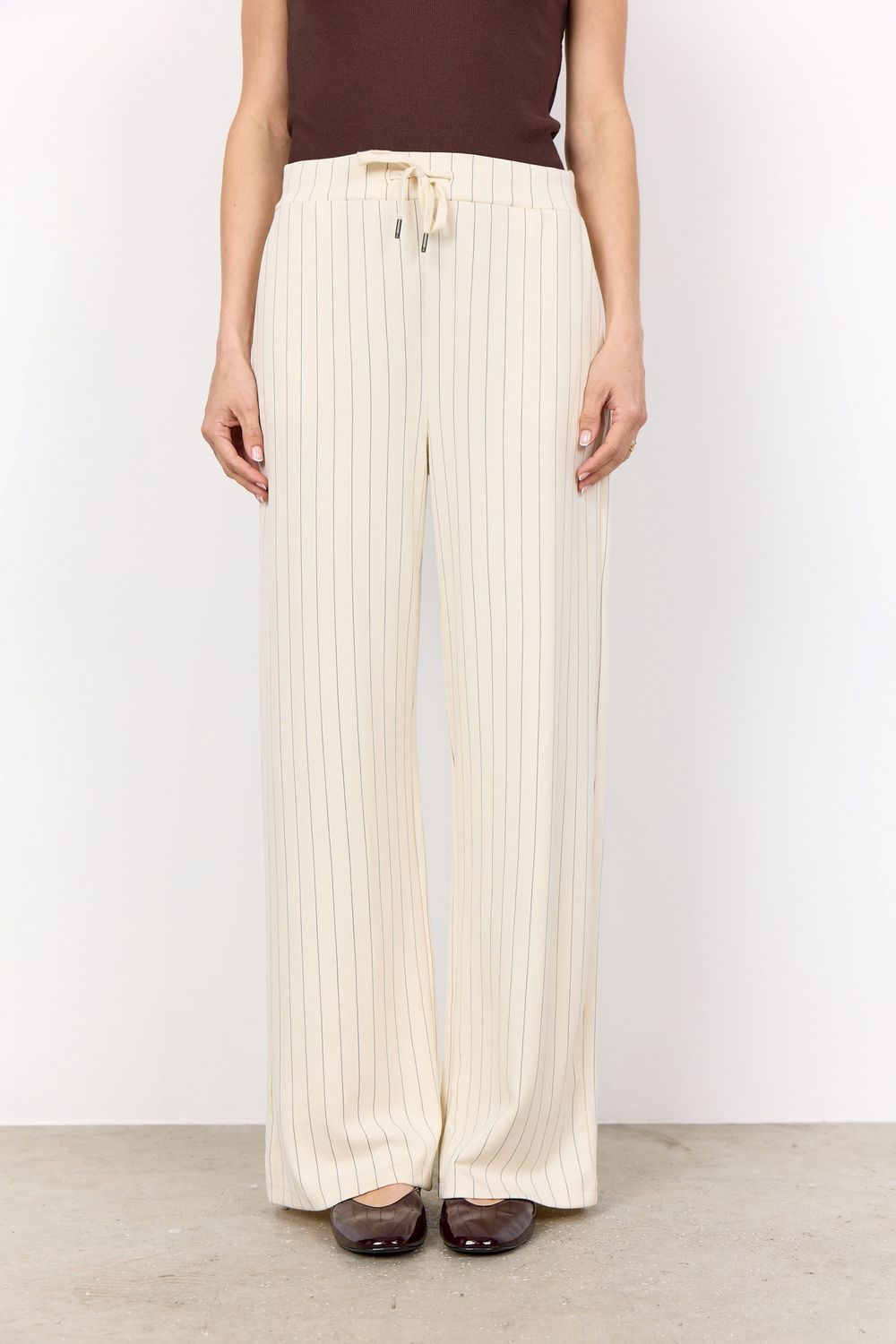 Soya Concept Pantalon modal crème rayures noires 27189