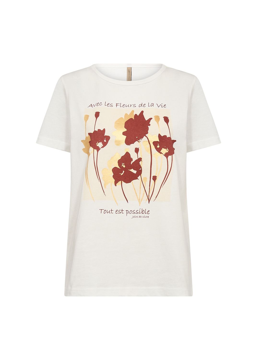 Soya Concept T-Shirt manches courtes col rond imprimé Mineral Red 27124