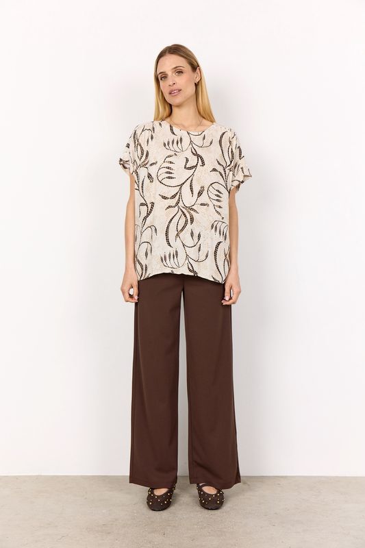 Soya Concept Blouse manches courtes col rond motif Sand combi 41341