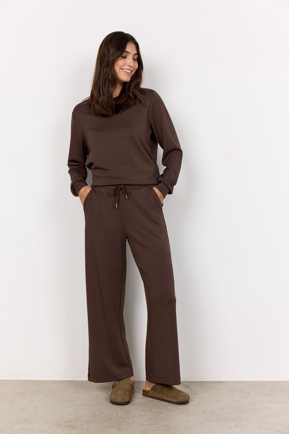 Soya Concept Pantalon modal brun chocolat 25328