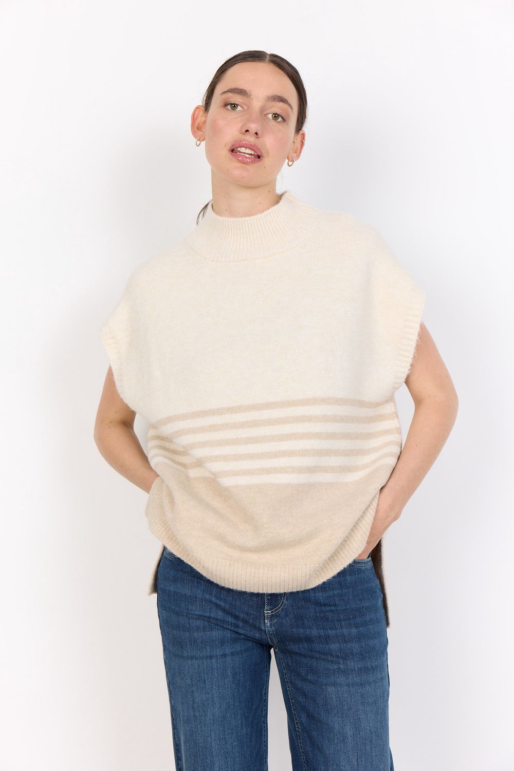 Soya Concept Chandail sans manches lainage Sand Melange 51411