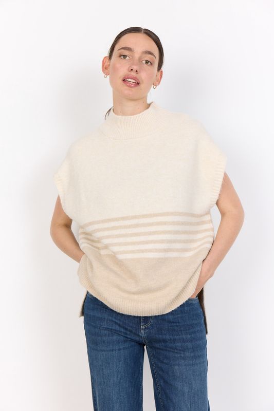 Soya Concept Chandail sans manches lainage Sand Melange 51411