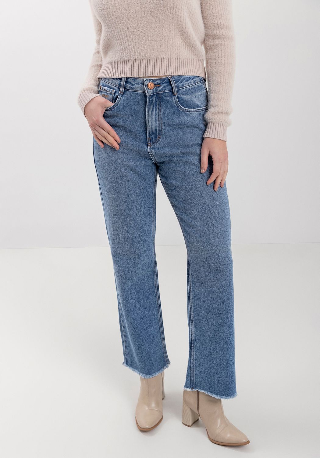 Lezalez Jeans coupe droite bleu moyen 0794E
