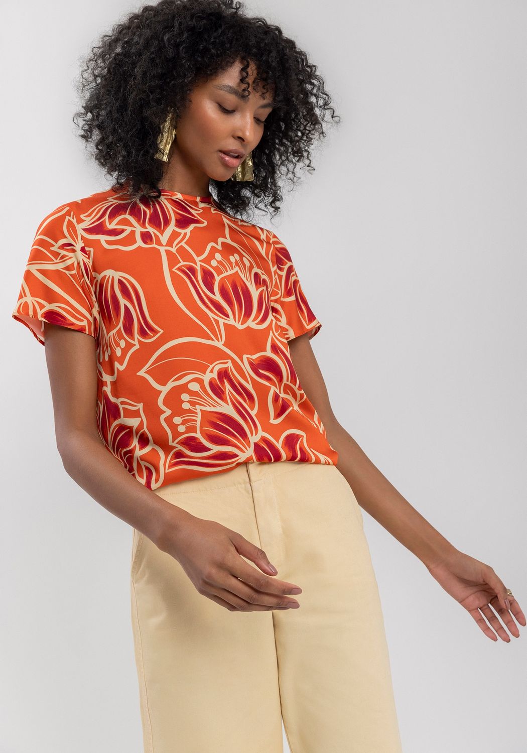 Lezalez Blouse manches courtes imprimé rouge 7554E