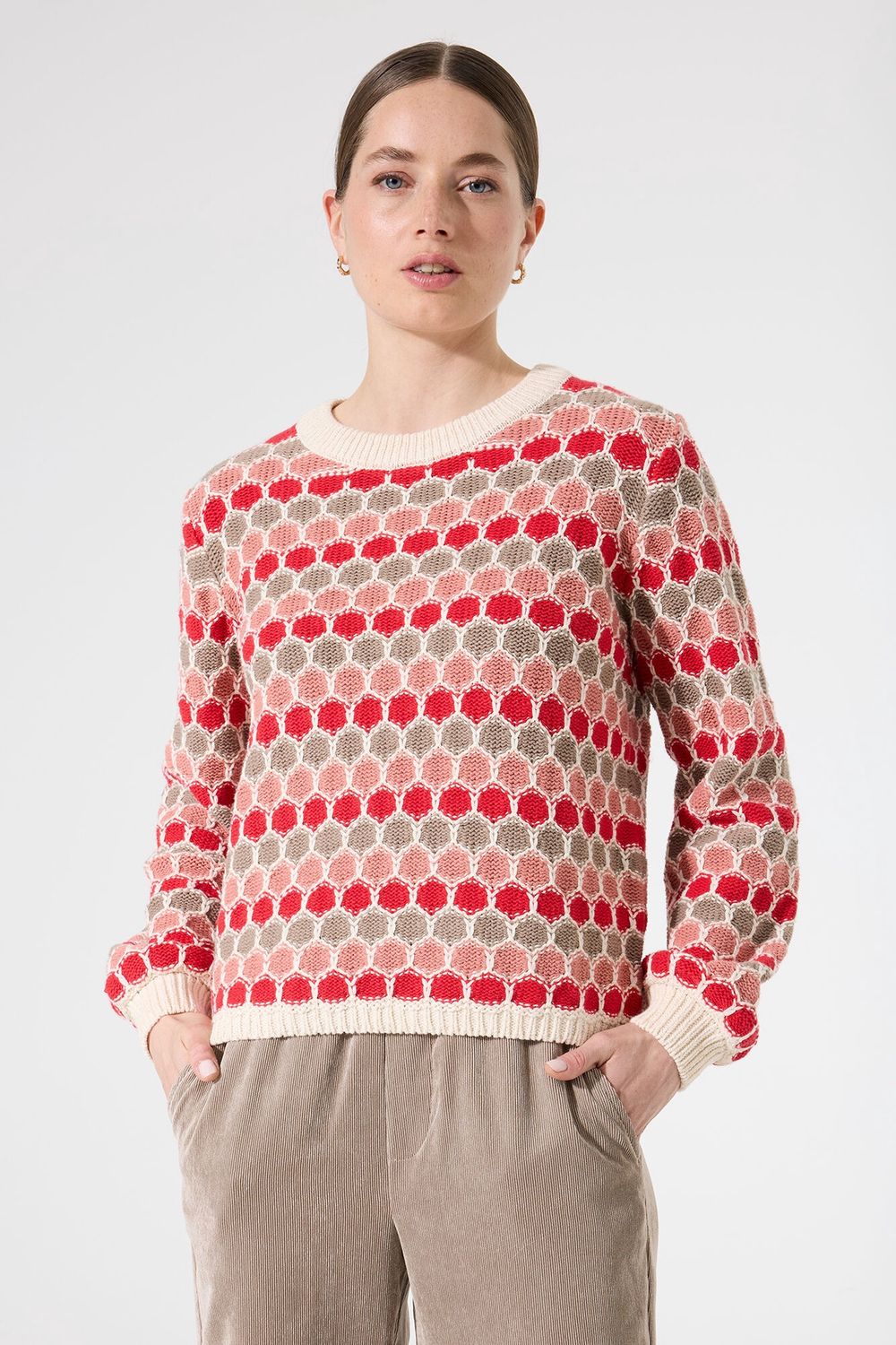 Garcia Chandail tricot manches longues rouge mélange I50240