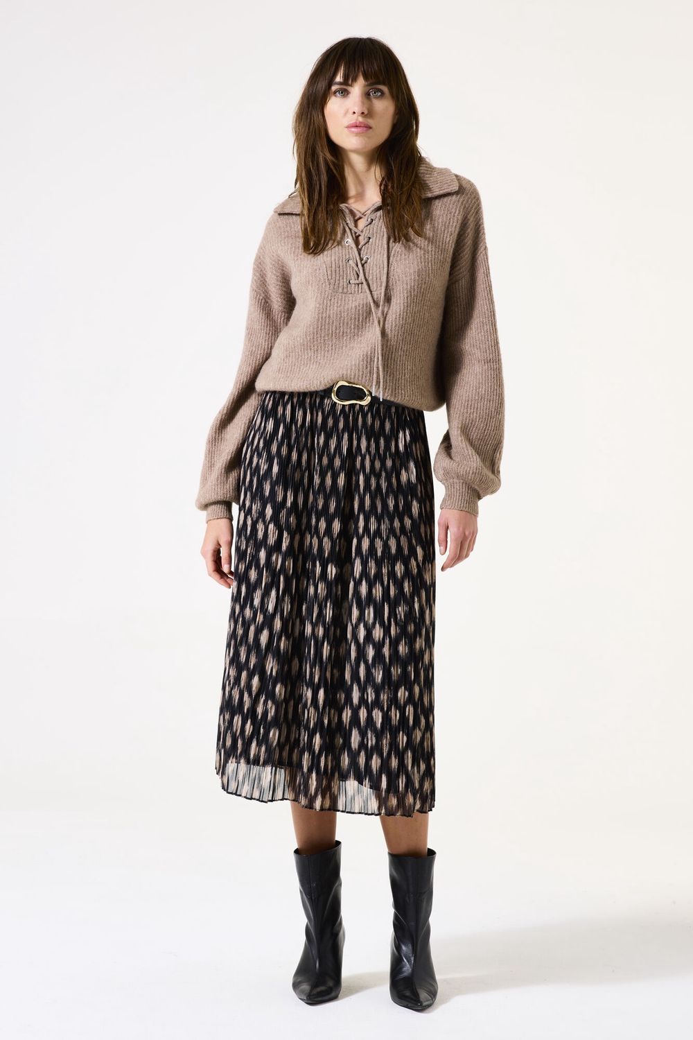 Garcia Jupe midi taille élastique noir avec motifs I50320