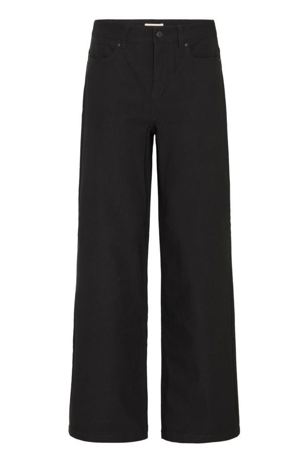Fransa Pantalon extensible jambes droites taille haute noir 20616169