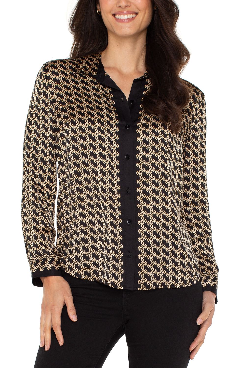 Liverpool Blouse manches longues motifs Black/Gold LM8J9VS3P77