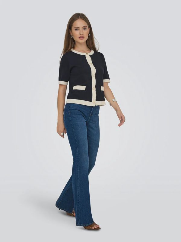 Only Cardigan Coco tricot manches courtes marine bordure crème 15349922