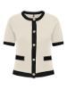 Only Cardigan tricot Coco manches courtes crème bordure noire 15349922