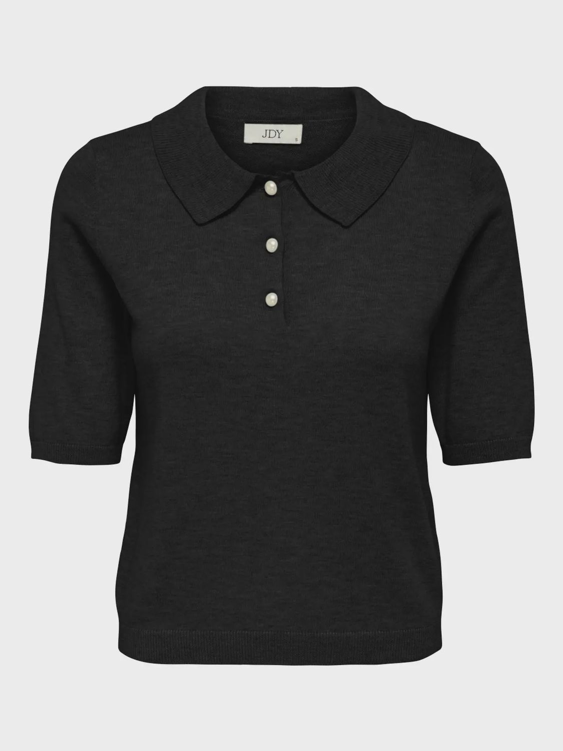 JDY Pull tricot manches courtes noir détail boutons perles 15354041