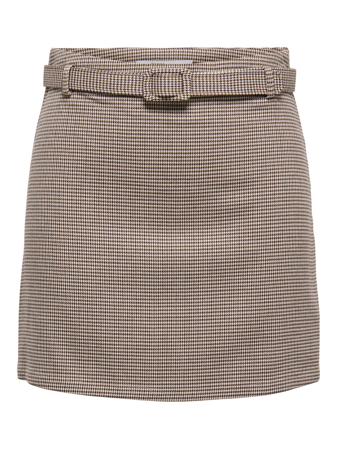 Only Jupe courte avec ceinture motifs carreaux beige/noir 15351139