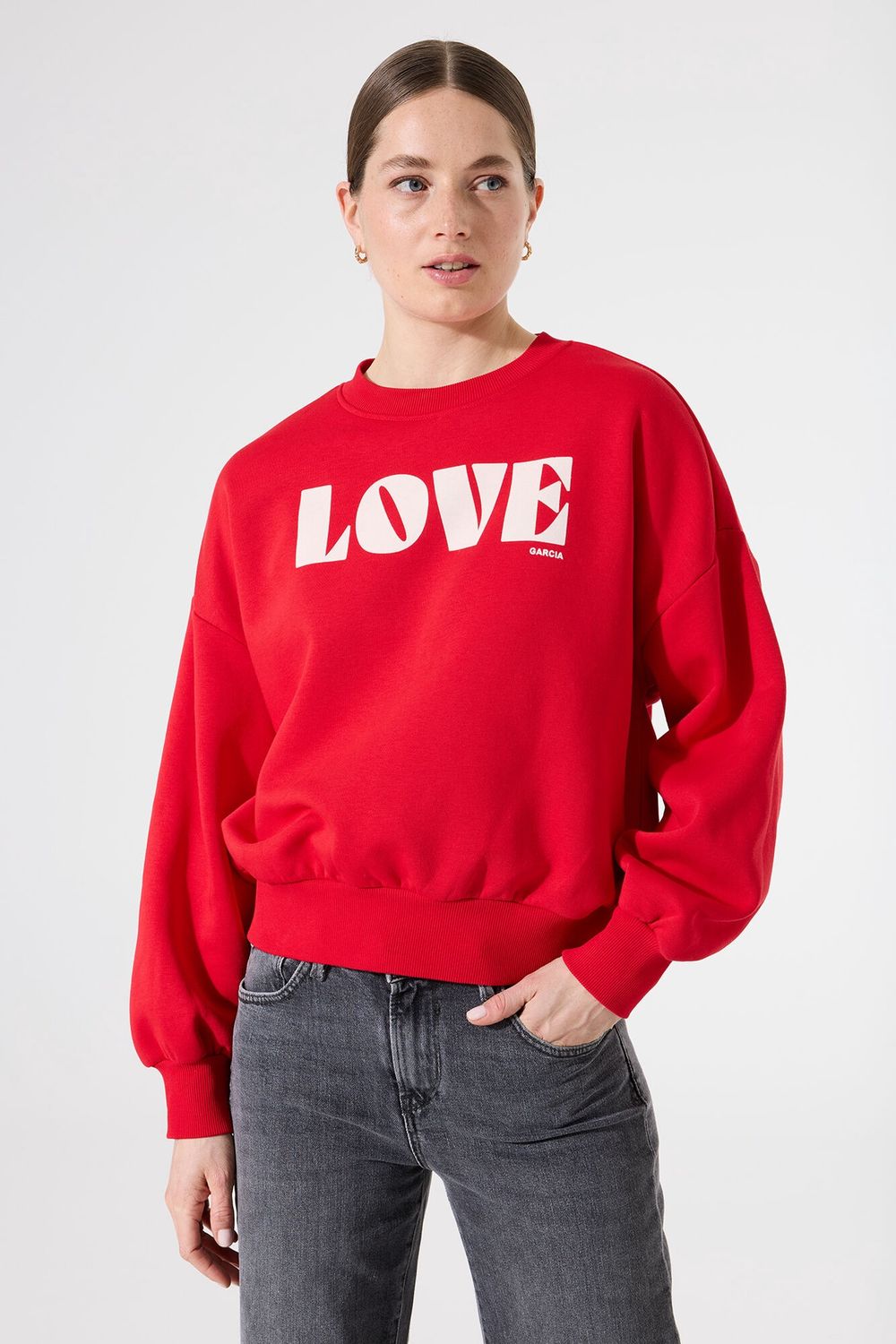Garcia Chandail crewneck manches longues rouge LOVE I50261