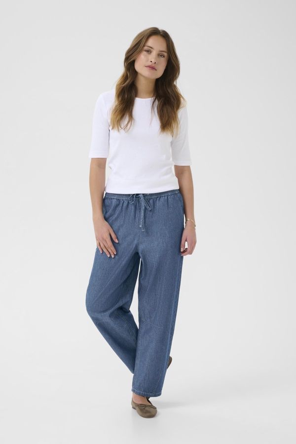 Kaffe Pantalon denim coupe Barrel Chambree Blue 10510077